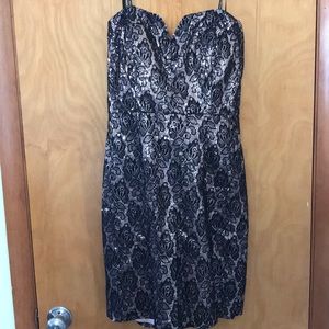 Rose gold and lace Strapless formal dress